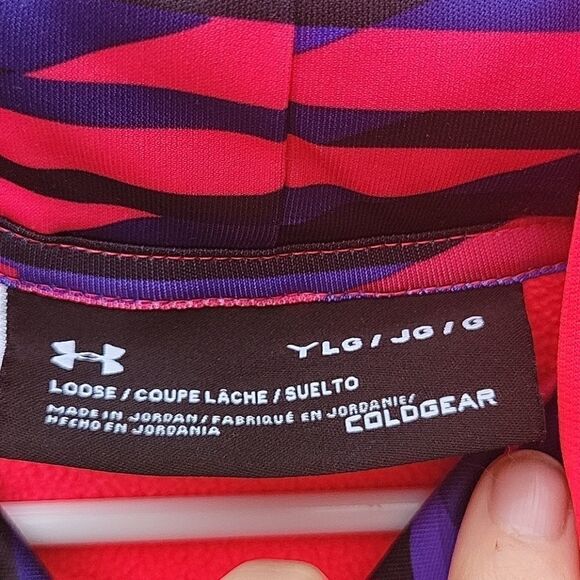 Under Armour fleece dual logo hoodie size YL - Picture 3 of 5